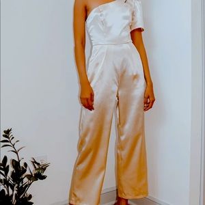 Mid ankle length champagne gold jumpsuit